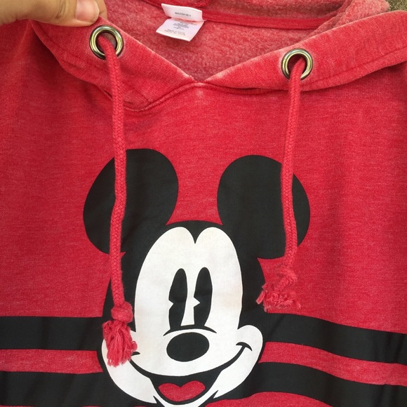 Disney Mickey Mouse Red Fleece Hoodie Sweatshirt - Picture 5 of 11